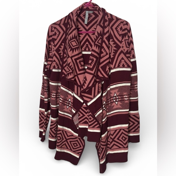 By Design large Waterfall Cardigan Sweater Tribal Aztec - Picture 2 of 7